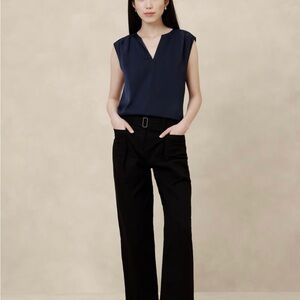 Banana Republic Factory Blue Blouse V-Neck Silky